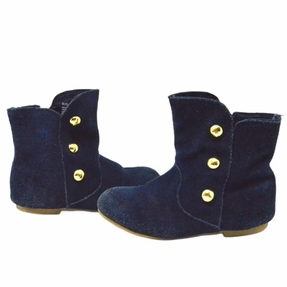 Toddler Girls Blue Suede GAP‎ Button Boots, Size 8